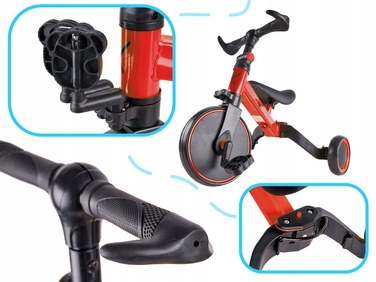 Дитячий триколісний велосипед Ikonka Trike Fix Mini, чорний з червоним