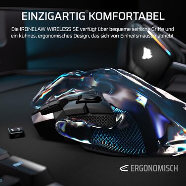 Бездротова ігрова миша Corsair IRONCLAW Wireless SE (2026) чорна: 26,000 DPI, ергономічний дизайн для великих долонь, 10 програмованих кнопок, для MOBA, FPS, MMO