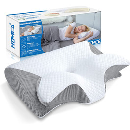 Ортопедична подушка HOMCA 2 в 1 з memory foam для сну на спині, боці та животі, 60x40x12/14 см, сіра