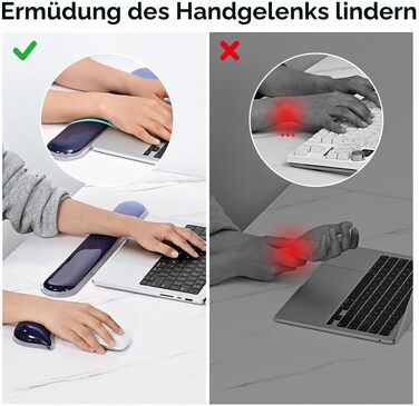 Ігровий набір EooCoo: килимок для миші та клавіатури XXL з гелевою підставкою для зап'ясть, синій