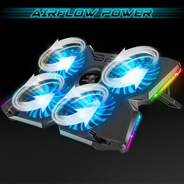 Охолоджувач для ноутбука Spirit of Gamer AIRBLADE 500 (10-17 дюймів), 4 тихі вентилятори, RGB підсвітка, сумісність з PC, PS5, PS4, Xbox