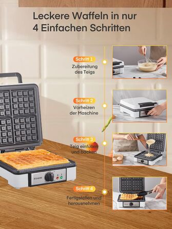 Вафельниця-гриль FOHERE XL 1200 Вт, електрична, антипригарна, для приготування вафель і паніні