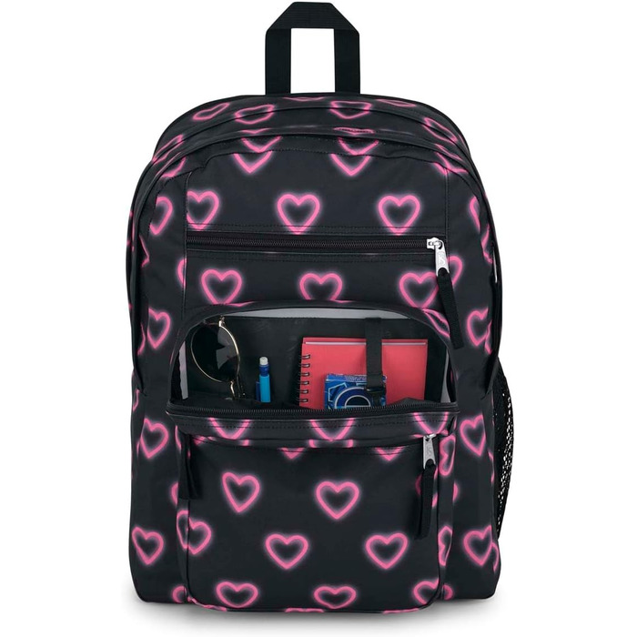 Рюкзак JanSport BIG STUDENT для школи та міста, чорний з принтом Happy Hearts, великий об'єм