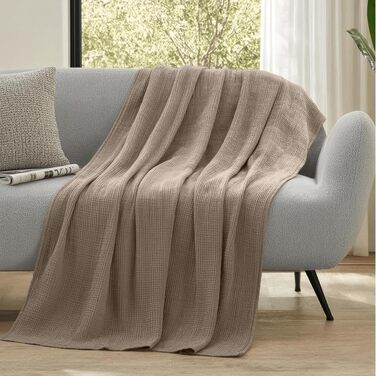 Муслінова покривало Dreamzie 220x240 см, 100% бавовна, колір Taupe (тауп)