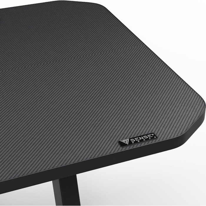 Ігровий стіл SENSE7 Nomad Basic 140x60 см, комп'ютерний стіл з гачком для навушників, підстаканником, тримачем для контролера, ергономічний, карбонова поверхня