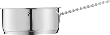 Каструля WMF Compact Cuisine 20 см з кришкою з термостійкого скла, 2.5 л, нержавіюча сталь Cromargan, з маркуванням об'єму, для приготування пасти та молока, сумісна з індукцією