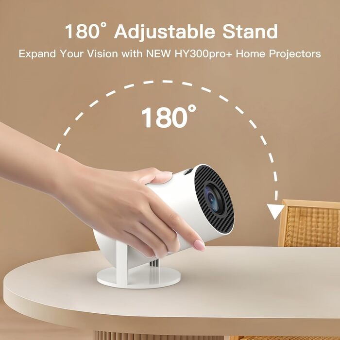 Портативний проєктор LYNCAST HY300 Pro з Wi-Fi, Bluetooth та Android 11. Підтримка 1080P/4K, поворотний на 180°, для домашнього кінотеатру та використання на відкритому повітрі