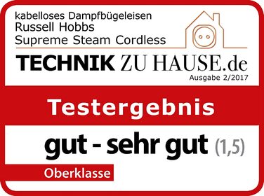 Бездротова праска Russell Hobbs Supreme Steam Cordless 2400 Вт, 135 г/хв, керамічна підошва, 300 мл, паровий удар, база