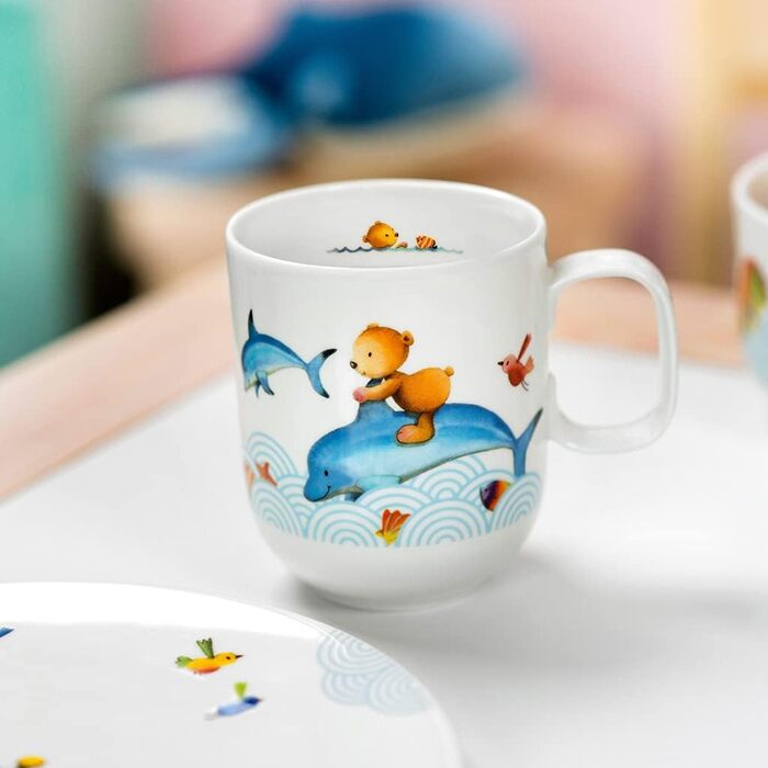 Набір дитячого посуду Villeroy & Boch 3 частини (тарілка, миска, чашка) - білий/кольоровий, преміум-посуд, безпечний для миття в посудомийній машині та мікрохвильовці