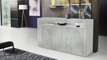 Комод Vladon Valencia, 3 двері, 1 відкрита ніша, білий матовий/авола антрацит, 155x92x40 см, Німеччина