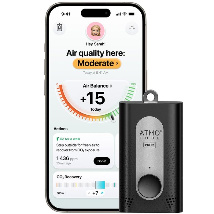 Професійний портативний монітор якості повітря Atmotube PRO 2: тестер PM, CO2, VOC, NOx, температури, вологості та тиску (акумуляторний)