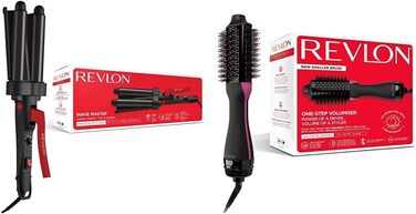 Набір для укладки волосся Revlon: гофре Wave Master Jumbo-Welleneisen RVIR3056UKE та фен-щітка Salon One-Step для об’єму та сушки середнього й короткого волосся RVDR5282UKE