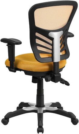 Ергономічне офісне крісло Flash Furniture, жовтогаряче, з регульованими підлокітниками, мультифункціональний комп'ютерний стілець, 68.6x64.8x112.4 см