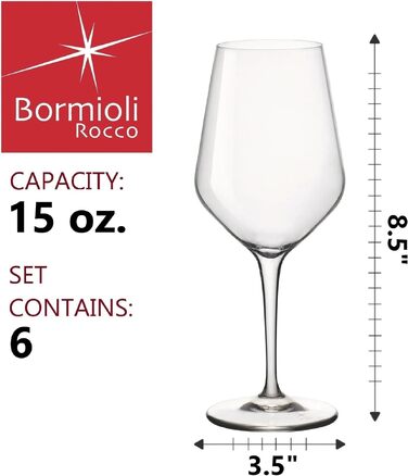 Набір келихів для вина Bormioli Rocco Electra, прозоре скло, 6 шт, середній розмір