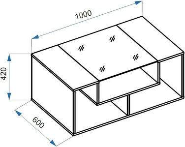 Журнальний стіл Vicco Gabriel, бетон/чорний, 100x42 см