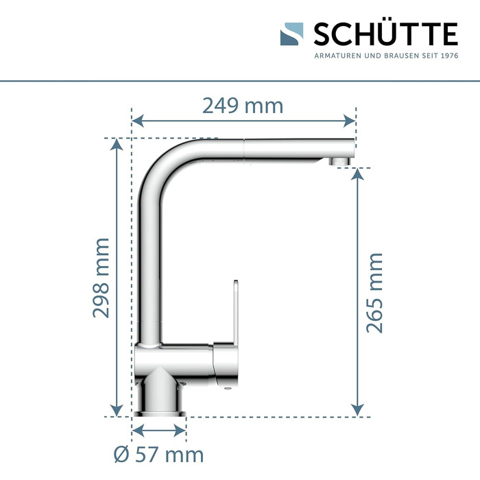 Змішувач кухонний SCHÜTTE London 79700 з висувним душем, поворотний на 360°, хром