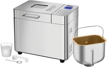 Хлібопіч Unold Backmeister Edel 68456, 550 Вт, 750-1000 г, керамічне покриття, 16 програм, для хліба, джему, тіста, LCD-дисплей, нерж. сталь