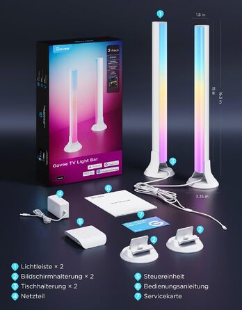 Розумна підсвітка для телевізора Govee RGBWIC TV Light Bars, WiFi LED-стрічка для ТВ від 45 до 70 дюймів