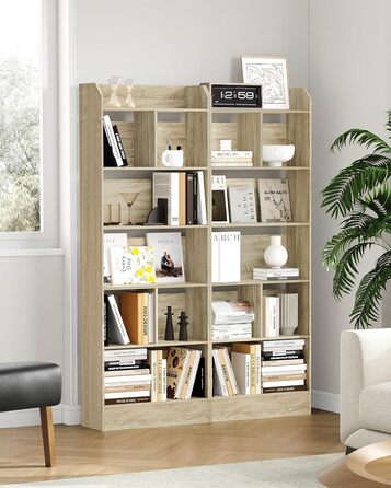 Стильний стелаж для книг Hzuaneri з 6 секціями, білий (Eichenbeige), 24 x 60 x 170 см | Для вітальні, офісу, спальні