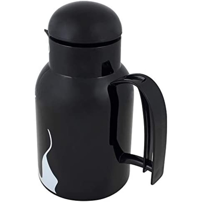 Термос Helios Thermoskanne Thermo-Bird Pinguin 1L, 6 годин, підтримує температуру напоїв, зручний вилив через носик, міцний пластик, чорний
