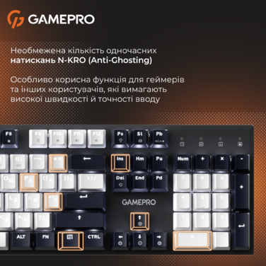 Дротова механічна клавіатура GamePro Genesis Metallic (MK144B) 100% Red switches