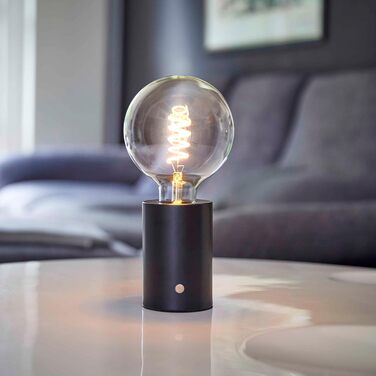 Світлодіодна акумуляторна настільна лампа Northpoint Edison з диммером, 2000 мА·год, до 96 годин, хром, тоноване скло