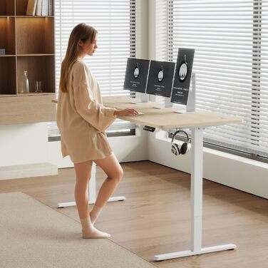 Airfish електричний регульований стіл 180x80 см з USB, пам'яттю, бежевий