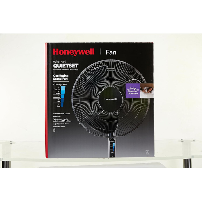 Вентилятор Honeywell Advanced QuietSet, підлоговий, 5 швидкостей, осциляційний, з таймером, регулюванням висоти та пультом ДУ, тихий