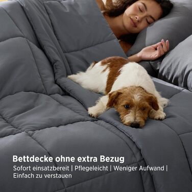 Всесезонна ковдра BEDSURE 240x220 см, стібана ковдра Oeko-TEX, сіра, середньої щільності