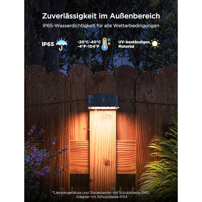 Розумні вуличні стінові світильники Govee Outdoor Wall Lights, RGBWIC, водонепроникні IP65, комплект 12 шт.