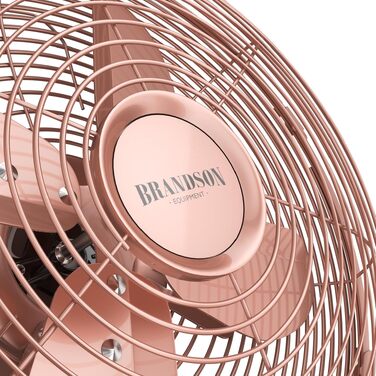 Вентилятор настільний Brandson мідний, 3 швидкості, з осциляцією 80° та нахилом 40°, металевий корпус (Рожеве золото)