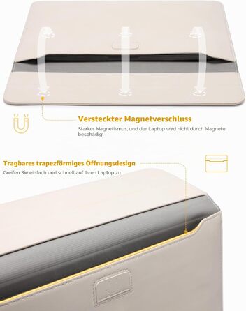 Чохол-сумка для ноутбука HYZUO 15 дюймів з підставкою для MacBook, бежевий