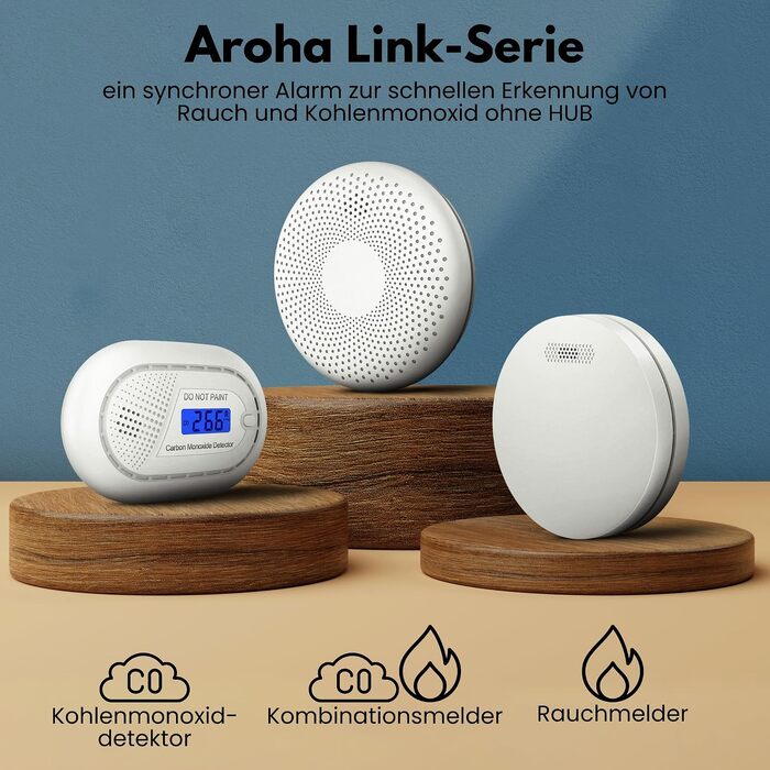 Розумний датчик чадного газу Aroha Smart Connect WLAN з підтримкою Tuya та Smart Life, батарея на 10 років, CO-детектор для Smart Home