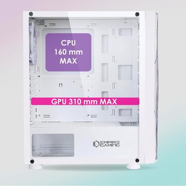 Корпус для ПК EMPIRE GAMING Diamond ATX, білий, ARGB, 4 вентилятори, фасад з плексигласу, бокова панель із загартованого скла, середній форм-фактор