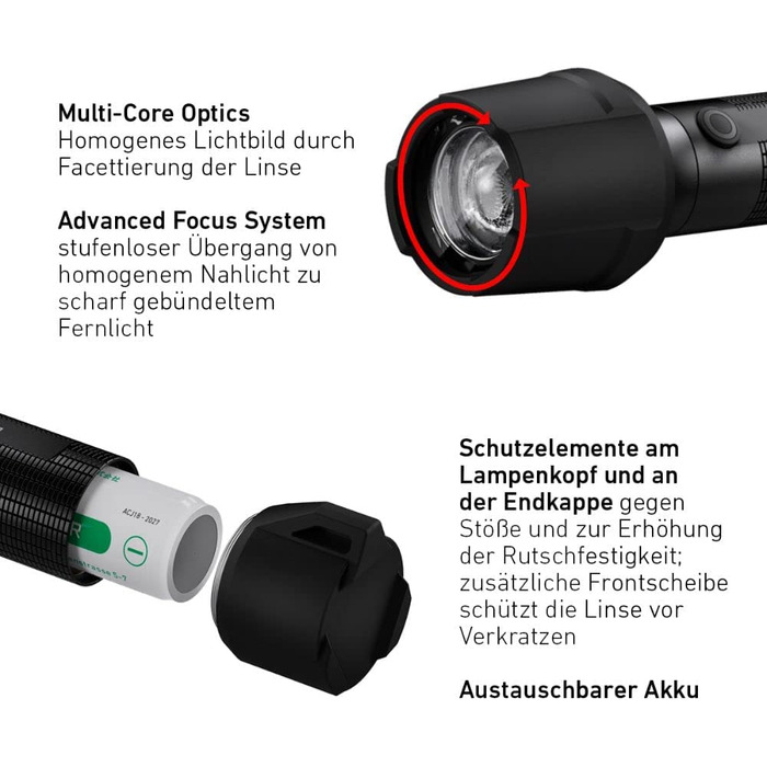 Ліхтарик Ledlenser P7R Work, LED, акумуляторний, 900 люмен, IP68, 21700 Li-ion, фокусування, висока CRI, USB-магнітна зарядка, дальність 240 м, станція зарядки