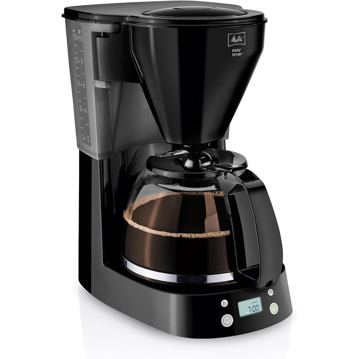 Кавоварка фільтраційна Melitta Easy Timer з таймером, скляною колбою, антикрапельною системою, 10 чашок, чорна