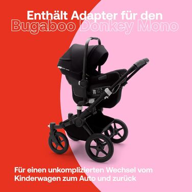 Автокрісло Bugaboo Turtle Air by Nuna з адаптерами Donkey, чорне, ультралегке, безпечне, з великим сонцезахистом