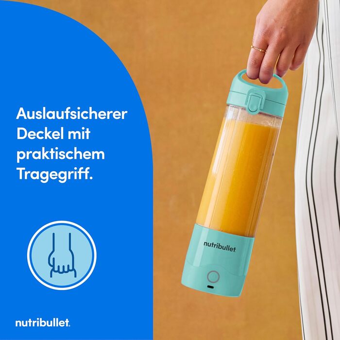 Портативний блендер nutribullet 475 мл, без BPA, USB-C, багатофункціональний, блакитний