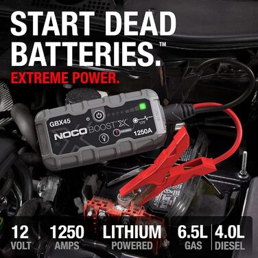 NOCO Boost X GBX45: Портативний пусковий пристрій Powerbank – 1250A, для бензинових двигунів до 6.5L та дизельних до 4.0L