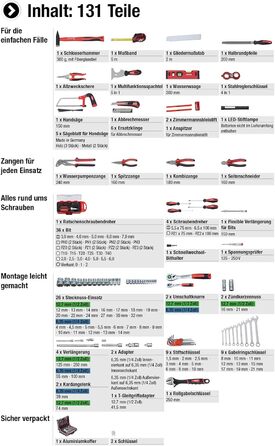 Набір інструментів Meister 131 предметів Knipex & Wera в алюмінієвому кейсі - професійний валіза з інструментами