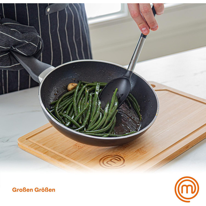 Набір дерев'яних обробних дощок MasterChef, з жолобом для соку, зручна ручка, 2 шт, велика (38,5x27,5 см) і середня (34x23,5 см), для кухні, підходять для посудомийки