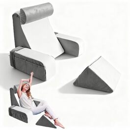 Подушка для читання з підголівником та підлокітниками, Memory Foam, для ліжка та дивана, зручна спинка для дорослих