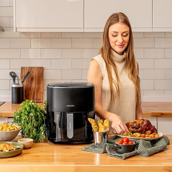 Аерофритюрниця Cecotec Cecofry Fantastik 6500, 6,5 л, 1700 Вт, без олії, 12 програм, сенсорне керування, регулювання температури 80-200°C, захист від перегріву