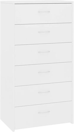 Комод vidaXL з 6 шухлядами, білий, 50x34x96 см, ДСП – багатофункціональна шафа, тумба для зберігання