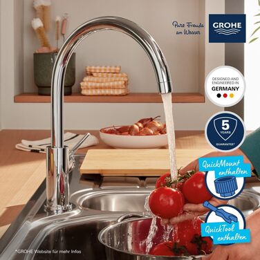 Змішувач кухонний GROHE Start Classic з високим виливом, поворотний на 360°, хром (31553001)