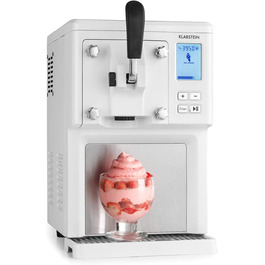 Машина для приготування морозива Klarstein Sweet Sundae, 1.5 л, компресор, 200 Вт, система видачі, авто-охолодження 3 год, авто-очищення, нержавіюча сталь, білий