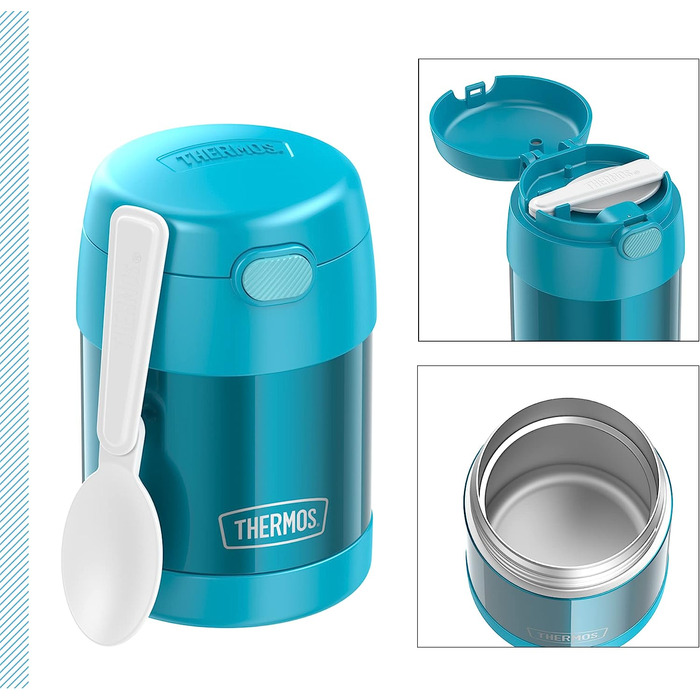 Дитячий термос для їжі THERMOS FUNTAINER 0,3 л, бірюзовий, з ложкою, для супу, мюслі, зберігає тепло 5 годин, холод 7 годин, герметичний