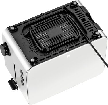 Тостер WMF Stelio 2-слотовий нержавіюча сталь, з підставкою для булочок, функція для бейглів, 7 ступенів підсмажування, 900 Вт, матова нержавіюча сталь (матово-білий)