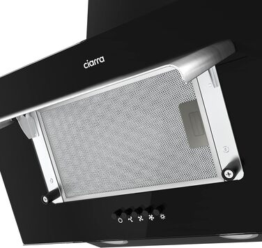 Похила витяжка для кухні CIARRA CBCB6750, 60 см, чорно-срібляста, продуктивність 350 м³/год, 3 швидкості, режим рециркуляції та відведення, настінний монтаж