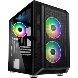 Корпус для ПК KOLINK Citadel Mesh RGB Micro-ATX, скляна панель, чорний, прозоре бічне вікно, компактний корпус для комп'ютера